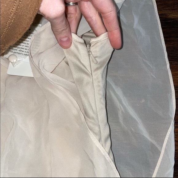 🛳 Designer’s Aidan Mattox Beige Drape Chiffon Cocktail Sequin Dress - Picture 13 of 16